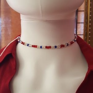 handmade memory wire necklace patriot design 1